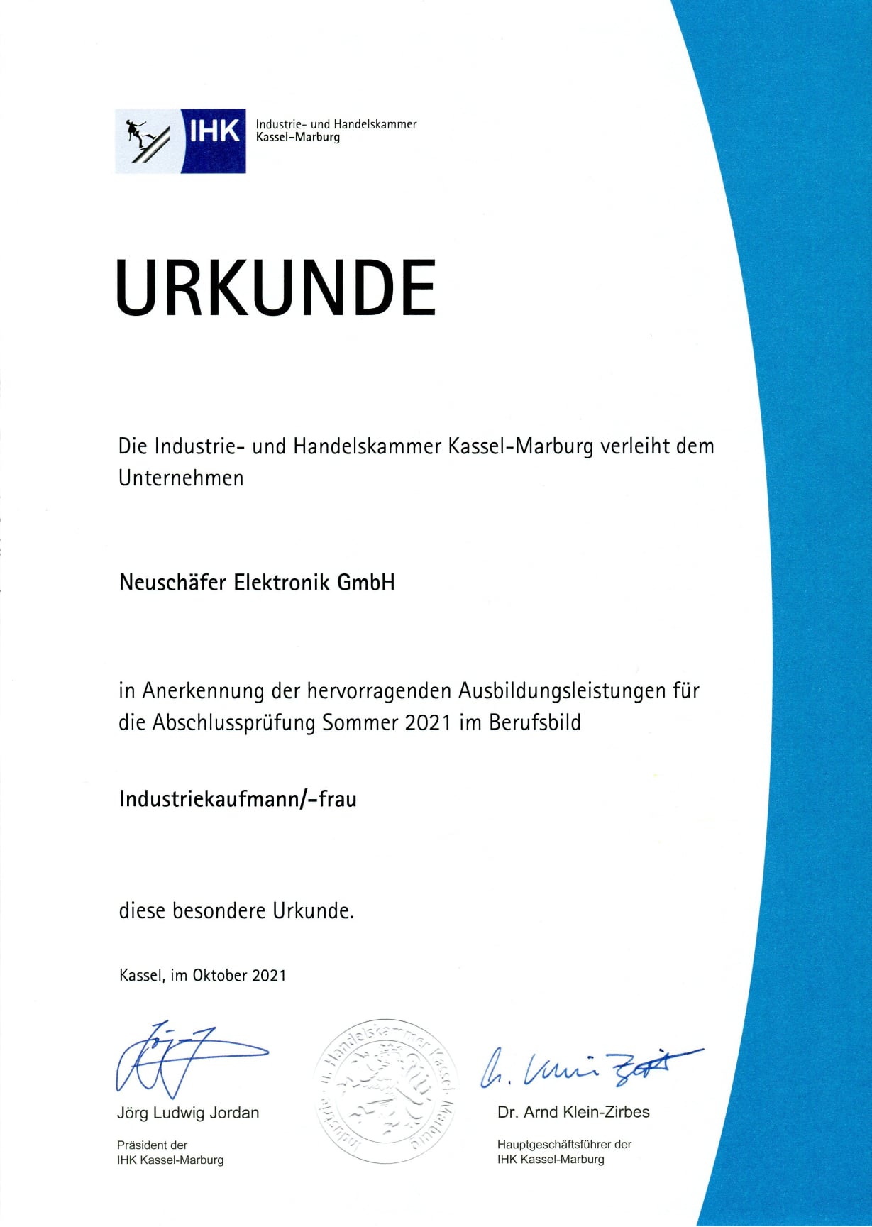 IHK Urkunde 2021